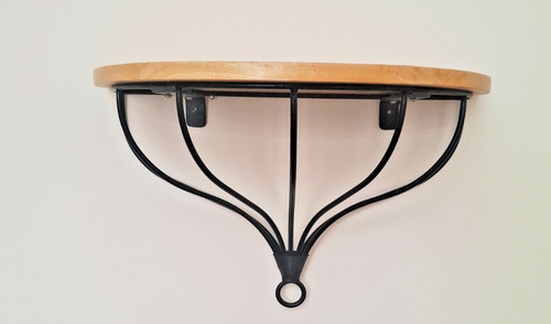 Wood wrought iron wall shelf - &,