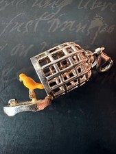 Vintage Sterling Silver S925 Hallmark Bird in the Cage Charm Pendant 