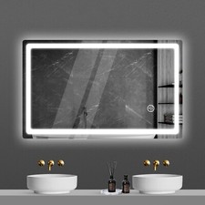 Bathroom LED Mirror With Demister Touch Sensor Illuminated Lights Anti-fog