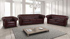 Sofa Bonded Leather 3 2 1 Seater Antique Brown Or Brown & Black Chesterfield