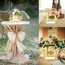 Set of 2 Hexagonal Wedding Table Numbers 1-20 with Holder Base Gold Decor 20PCS