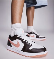 Nike Air Jordan 1 Low White Black Pink UK 11 Leather Christmas Gift Idea