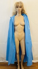 RARE SHINY BLUE SOFT 100% PVC VINYL PLASTIC CAPE HUGE RAINCOAT  Regenmantel 