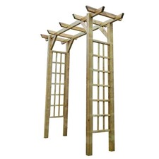 WOODEN GARDEN ARCH PRESSURE TREATED TRELLIS WOOD ARCHWAY OUTSIDE SHADE 7ft 3ft