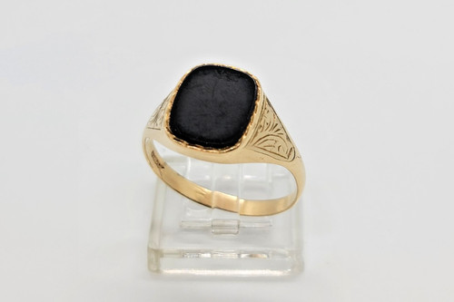 Mens 9ct gold - onyx, stone
