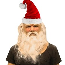 Silicone Christmas Party Old Man Headgear Santa Claus Realistic Face Mask Prop