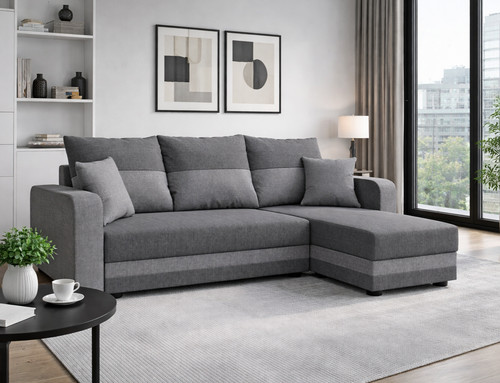 Jumbo grey corner sofa bed - grey,
