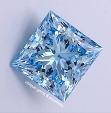 2 Ct Blue  color Diamond Loose Princess Cut VVS1 Grade Gemstone +1 gift for