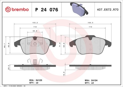 Brembo p24076 brake pad set - brembo,