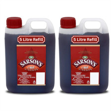 Sarson's Malt Vinegar 5 Litres Catering Size & Small Bottle Refill 2 Pack (10L)