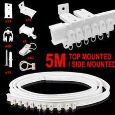 5M Bendable Flexible Curtain Silent Track Bay / Straight Windows Ceiling Rail UK