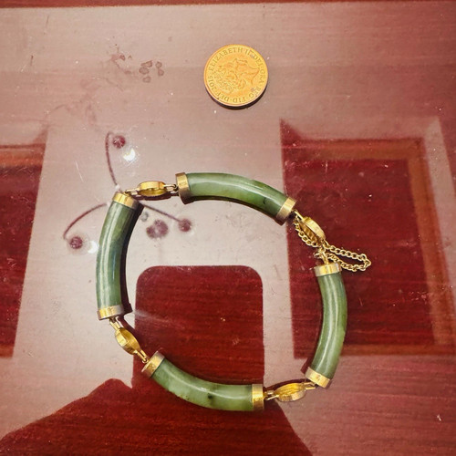 Vintage jade and gold - vintage, gold-tone