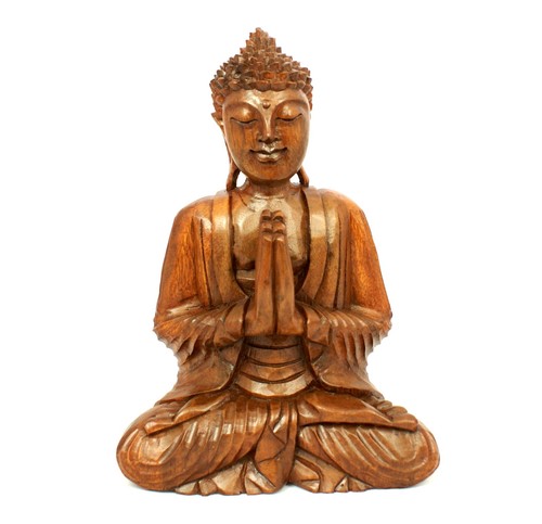 Wooden buddha statue namaskara - statue,