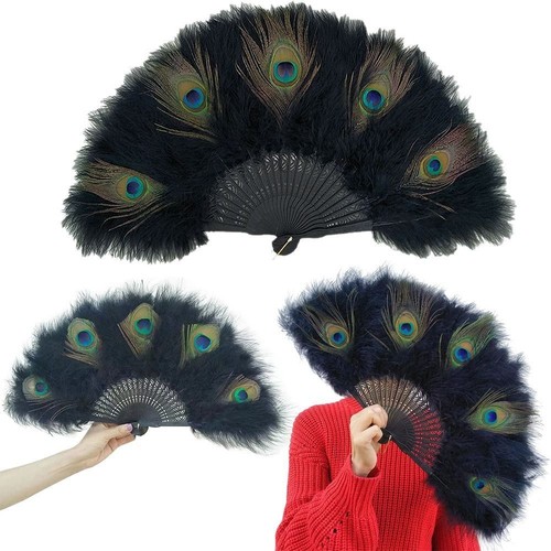 Portable peacock feather fan - portable,