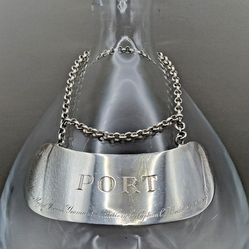 Sterling silver decanter label - silver,
