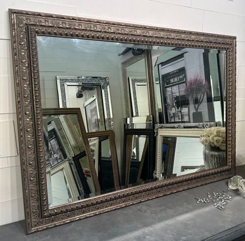 Mirror large antique silver - mirror,