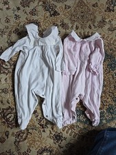 Emile Et Rose Newborn Sleepsuit Bundle X2 Bany Girl White Pink Collar