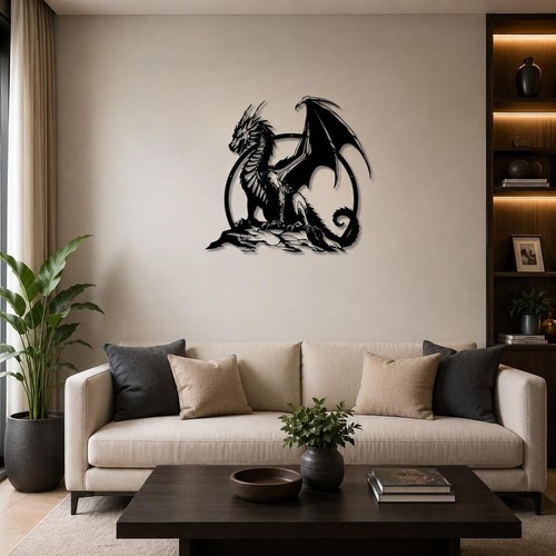 Metal dragon wall art - metal, iron