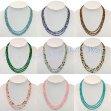 4mm Multicolor Gemstone Multi Layered Strand Smooth Round Beads Necklace 17-19''
