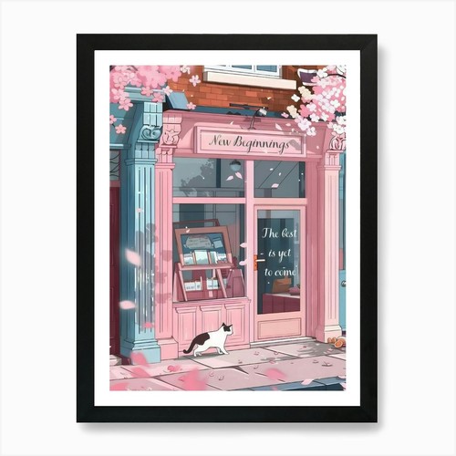 Cherry blossom print bookshop - cherry,
