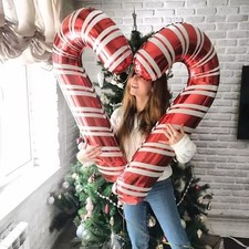 5pcs Large Christmas Candy Cane Stick Balloons for Outdoor & Indoor Decoration