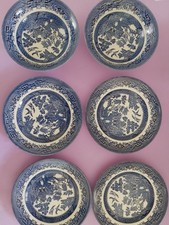 Churchill WILLOW Pattern : Set x 6 Small Dinner Plates : 24cm dia - All Ex Cond