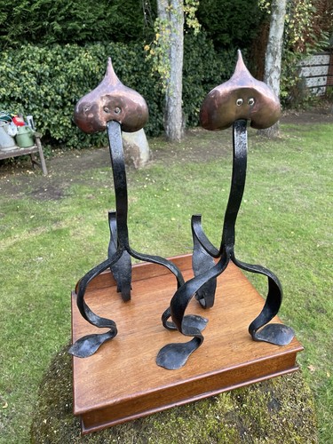 Art nouveau fire dogs - fire, andirons