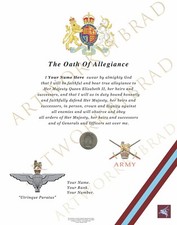 Parachute Regiment Oath of Allegiance Certificate with Shilling Coin, Framed