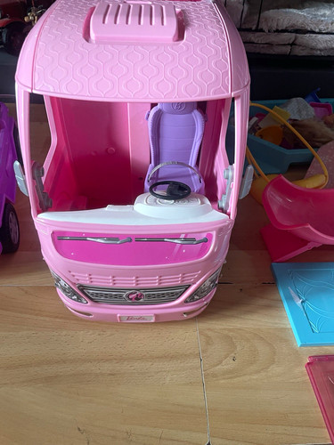 Barbie pink white - barbie, camper