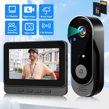 Wireless Video Door Bell 2.4G Intercom System with Monitor Doorbell Camera 64G