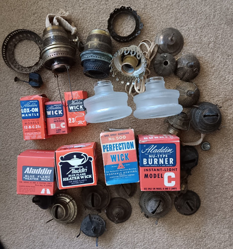 Antique oil lamp parts - oil,