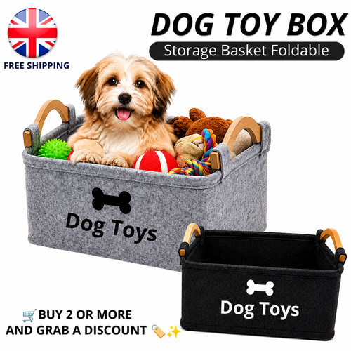 Felt dog toy storage basket - storage,