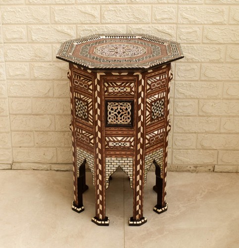 Moroccan wood side table - moroccan, 24"
