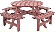 8 Seater Wooden Round Picnic