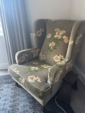 Wesley Barrell Wing Chair In GP& J Icelandic Poppies Grey Fabric