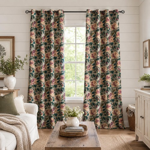 Printed botanical curtains - printed,