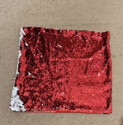 Red and silver sequin cushion - and,