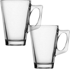 Set of 2 Latte Glasses Tea Coffee Cappuccino Glass Cups Hot Drink Mugs - 240ml