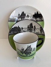 T.G.Green (Cornishware) D1150 - 'Sailing' pattern on Green ground - Trio c1918