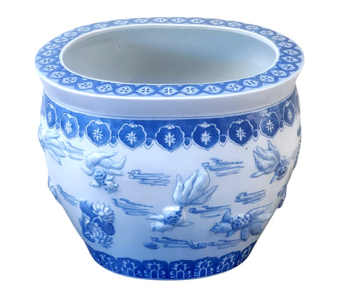 Large vtg fishbowl planter pot - vtg,
