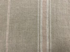 100% Linen Fabric French Vintage Stripe Pink Beige Curtain Blind Upholstery
