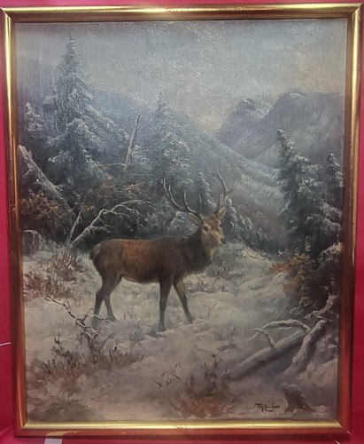 Antique oil painting majestic - oil,