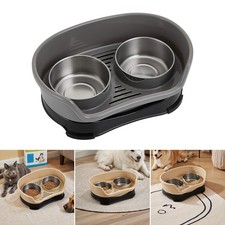 Anti-Spill Double Diner Pet Feeding Station Elevated Raised Dog Cat Food Bowls