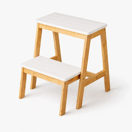 Folding wooden step stool - folding,