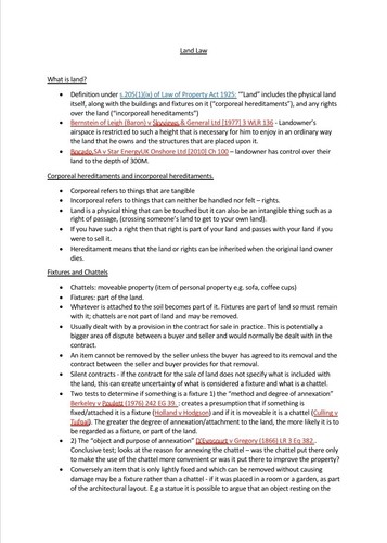 Land law notes - law, (llb)