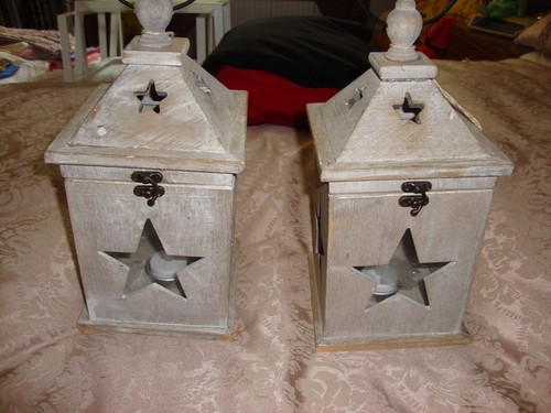 Wood lanterns shabby chic - wood,