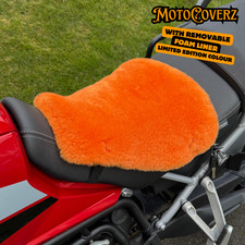 Bright Orange Universal Sheepskin Motorcycle Seat Cover Foam Lined Protector