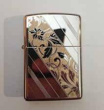 Silver Plated with Gold Plated Inlay Luxury Vintage Zippo Lighter, c. 1993