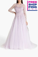 RRP€3750 JENNY PACKHAM Constantine Tulle Gown UK8 US4 IT40 S Purple Embellished