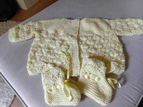 Hand knitted yellow - hand,